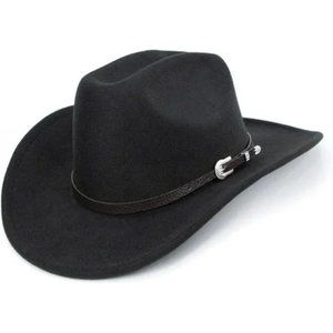 New Western Cowboy Hat for Men Women Black - Carved Belt